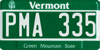VT license plate PMA335