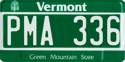 VT license plate PMA336