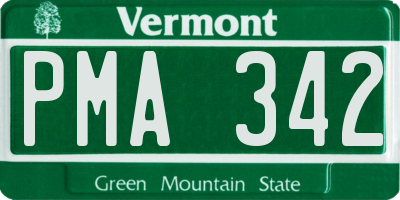 VT license plate PMA342