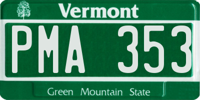 VT license plate PMA353