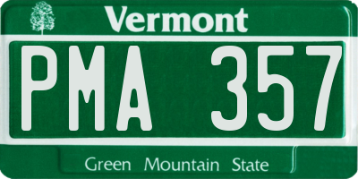 VT license plate PMA357