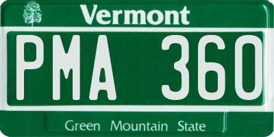 VT license plate PMA360