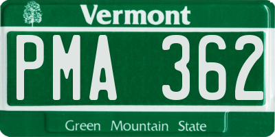 VT license plate PMA362