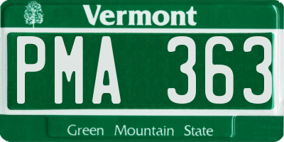VT license plate PMA363