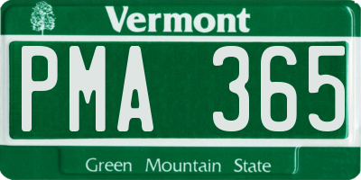 VT license plate PMA365