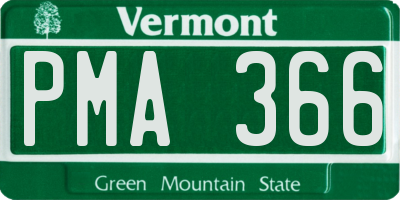 VT license plate PMA366