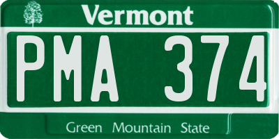 VT license plate PMA374