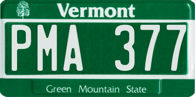 VT license plate PMA377