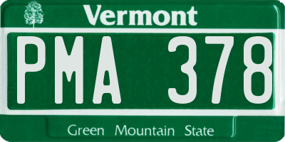 VT license plate PMA378