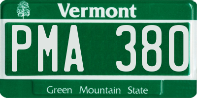 VT license plate PMA380
