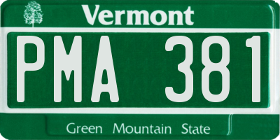 VT license plate PMA381