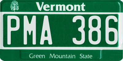 VT license plate PMA386