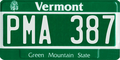 VT license plate PMA387