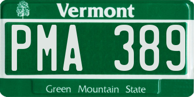 VT license plate PMA389