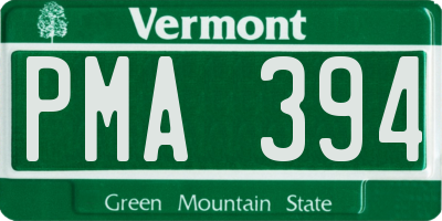 VT license plate PMA394