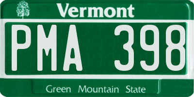 VT license plate PMA398