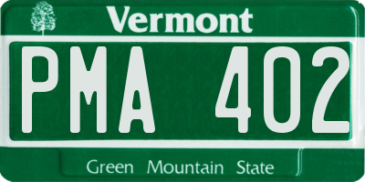 VT license plate PMA402