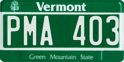 VT license plate PMA403