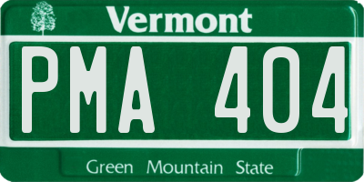 VT license plate PMA404