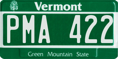 VT license plate PMA422