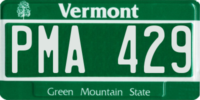 VT license plate PMA429