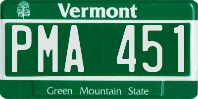 VT license plate PMA451
