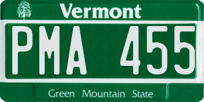 VT license plate PMA455