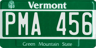 VT license plate PMA456