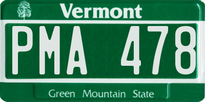 VT license plate PMA478