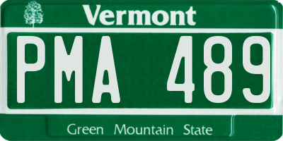 VT license plate PMA489