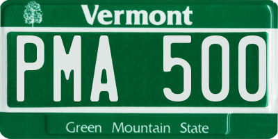 VT license plate PMA500