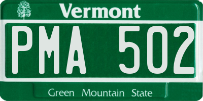 VT license plate PMA502