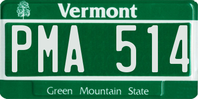 VT license plate PMA514