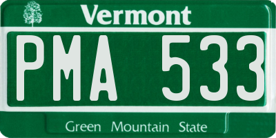 VT license plate PMA533