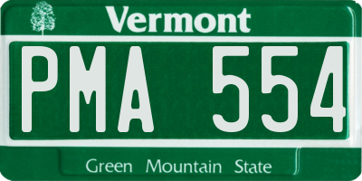 VT license plate PMA554