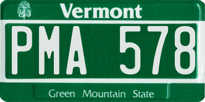VT license plate PMA578