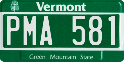 VT license plate PMA581