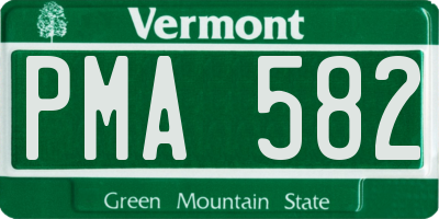 VT license plate PMA582