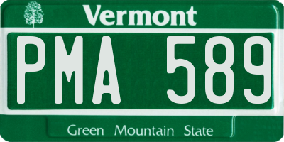 VT license plate PMA589