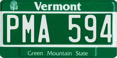 VT license plate PMA594