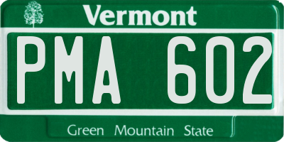 VT license plate PMA602