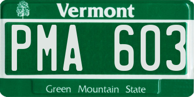 VT license plate PMA603