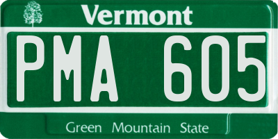 VT license plate PMA605