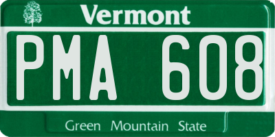 VT license plate PMA608