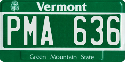 VT license plate PMA636