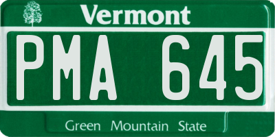 VT license plate PMA645