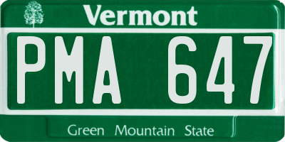 VT license plate PMA647