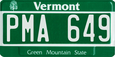 VT license plate PMA649