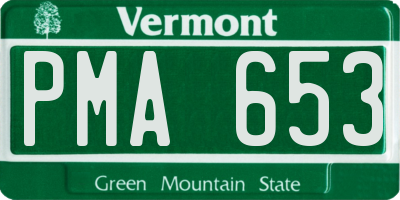 VT license plate PMA653