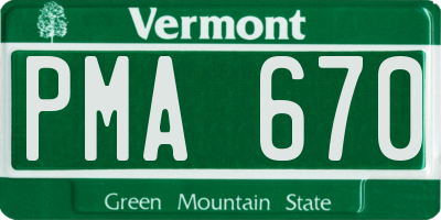VT license plate PMA670